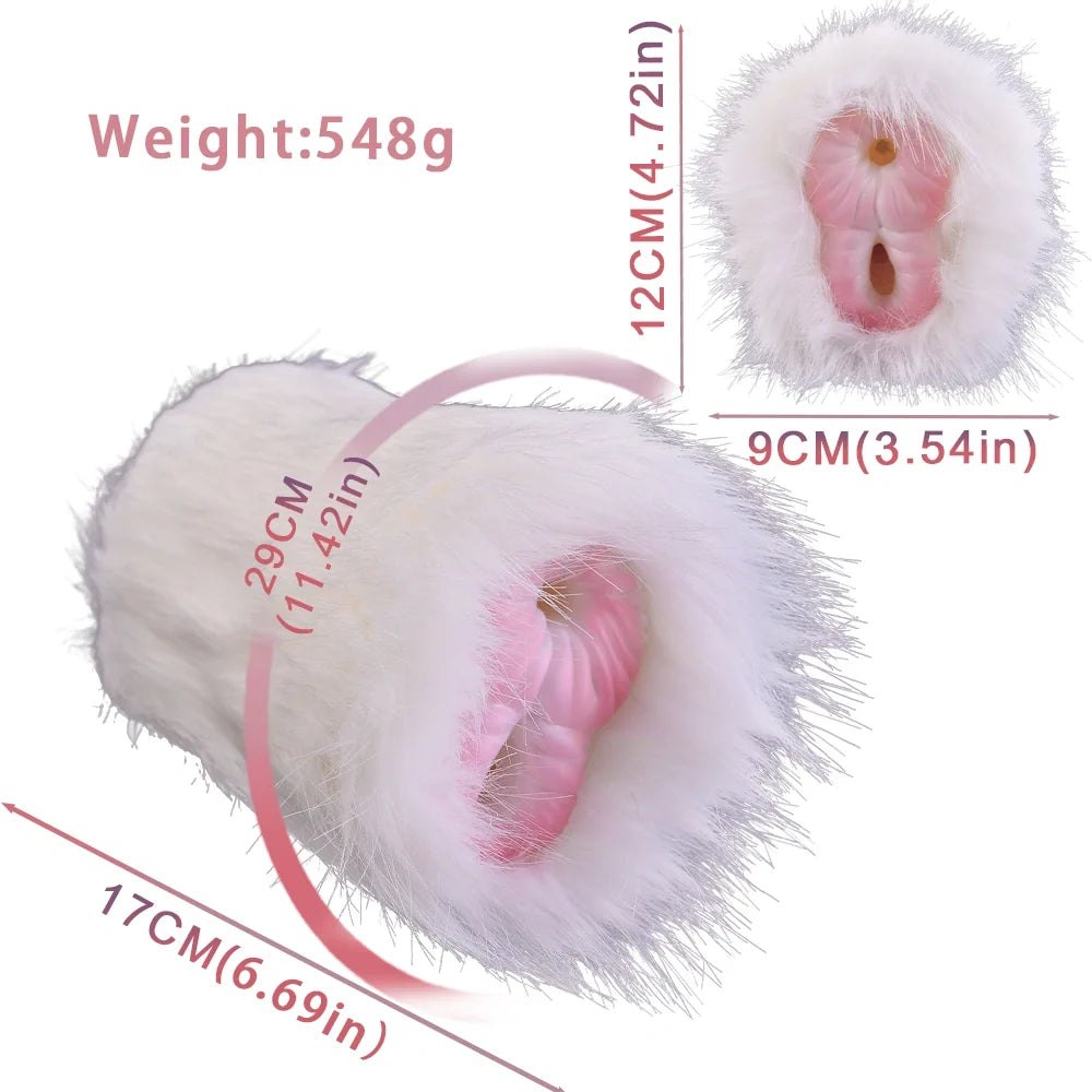 White Fur Masturbator, Dual Entry - Male Masturbator Stroker