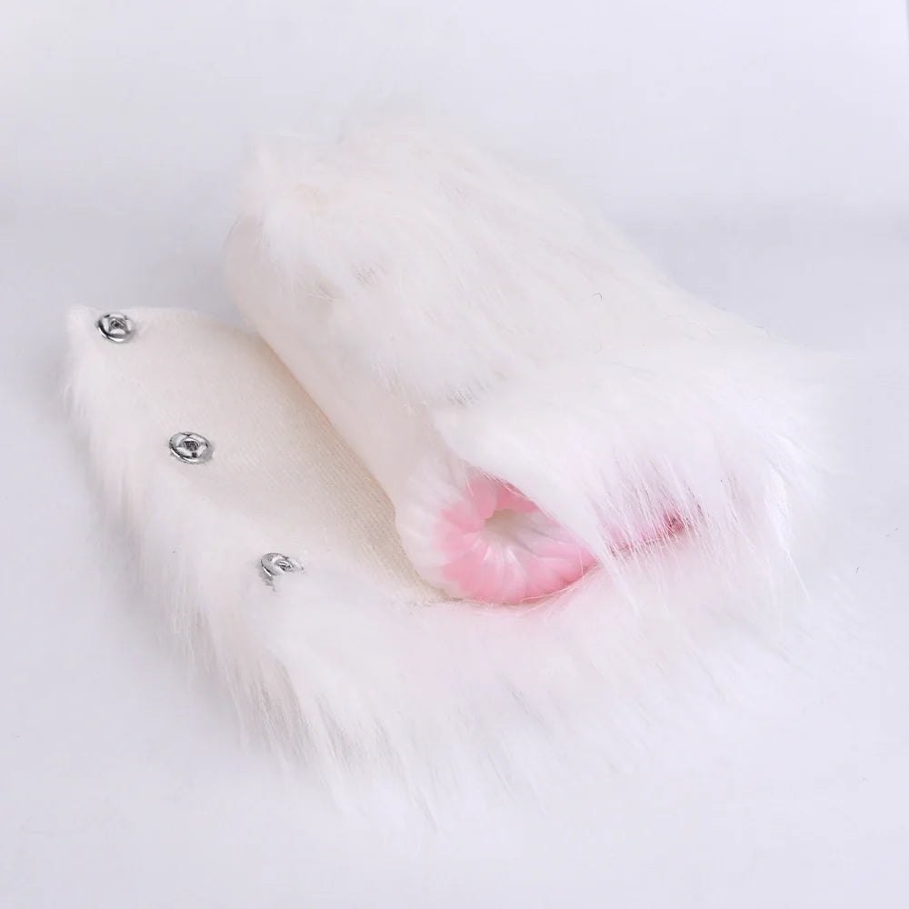 White Fur Masturbator, Dual Entry - Male Masturbator Stroker