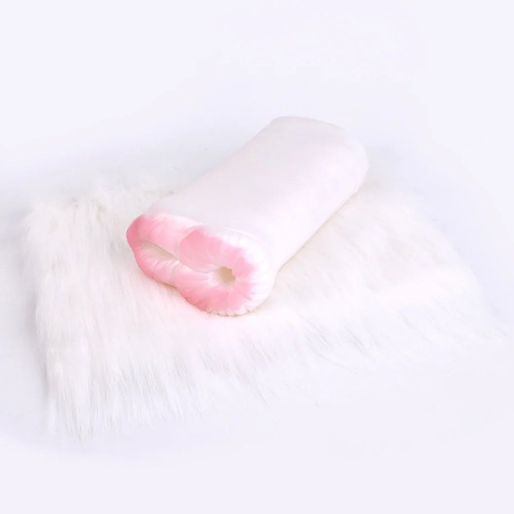 White Fur Masturbator, Dual Entry - Male Masturbator Stroker