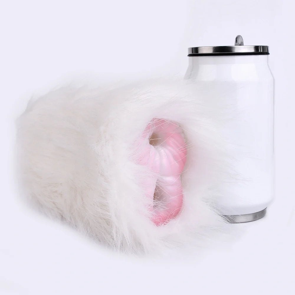 White Fur Masturbator, Dual Entry - Male Masturbator Stroker