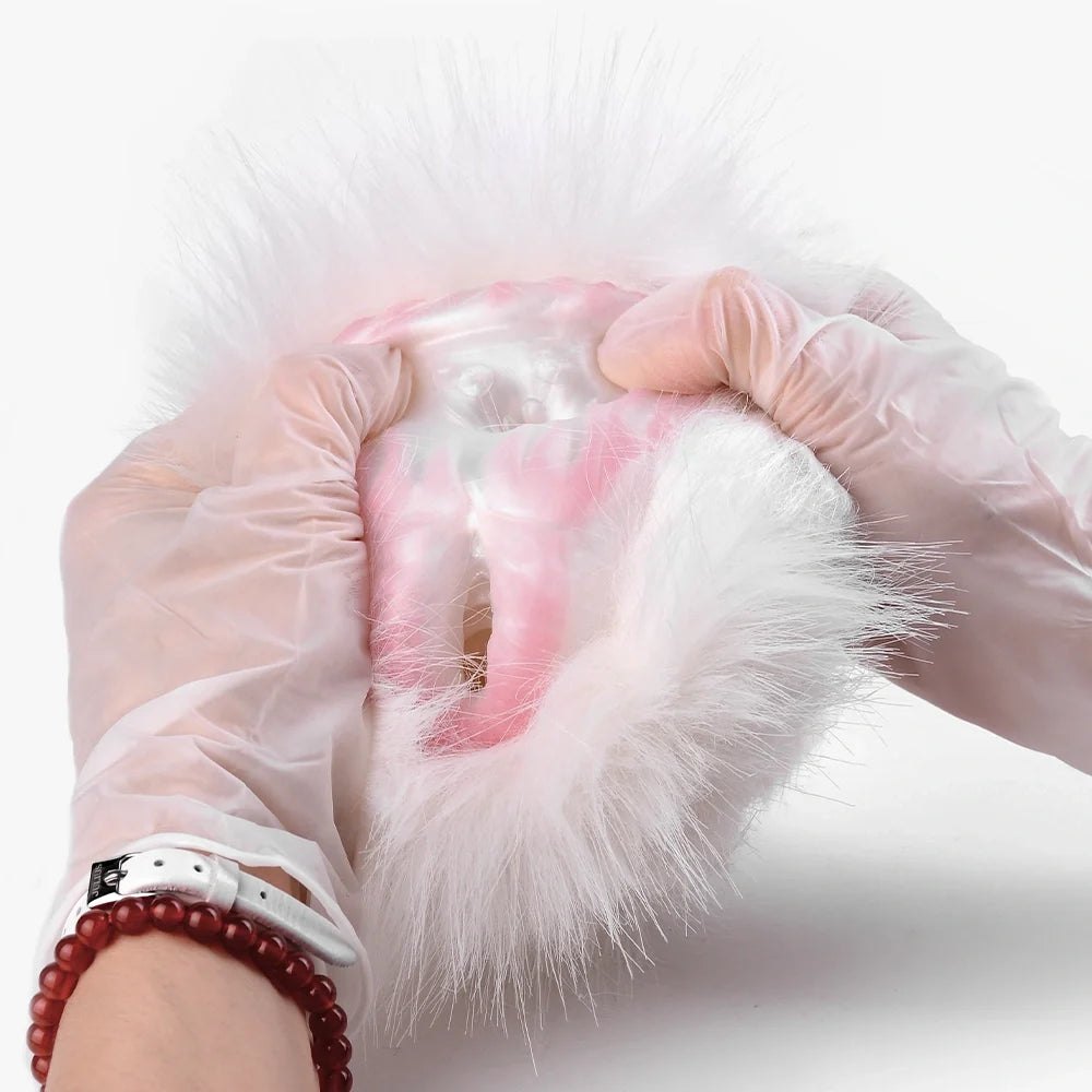 White Fur Masturbator, Dual Entry - Male Masturbator Stroker