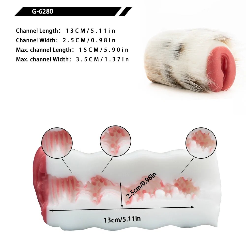 White Spotted Fur Masturbator - Male Masturbator Toy