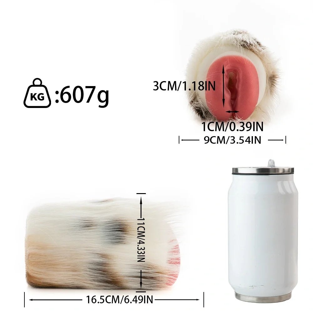 White Spotted Fur Masturbator - Male Masturbator Toy
