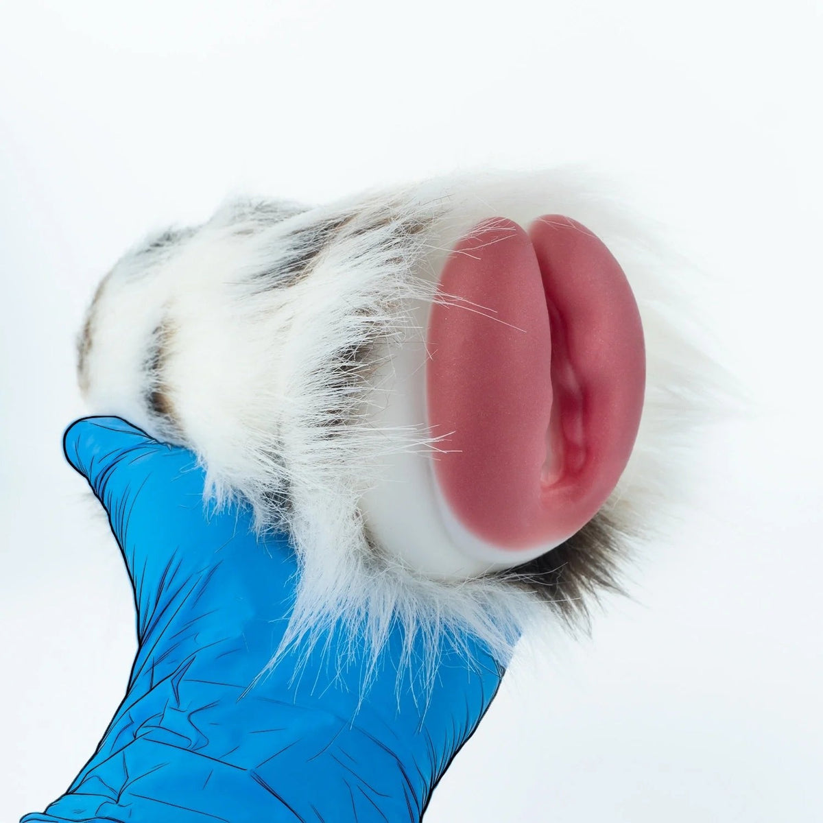 White Spotted Fur Masturbator - Male Masturbator Toy