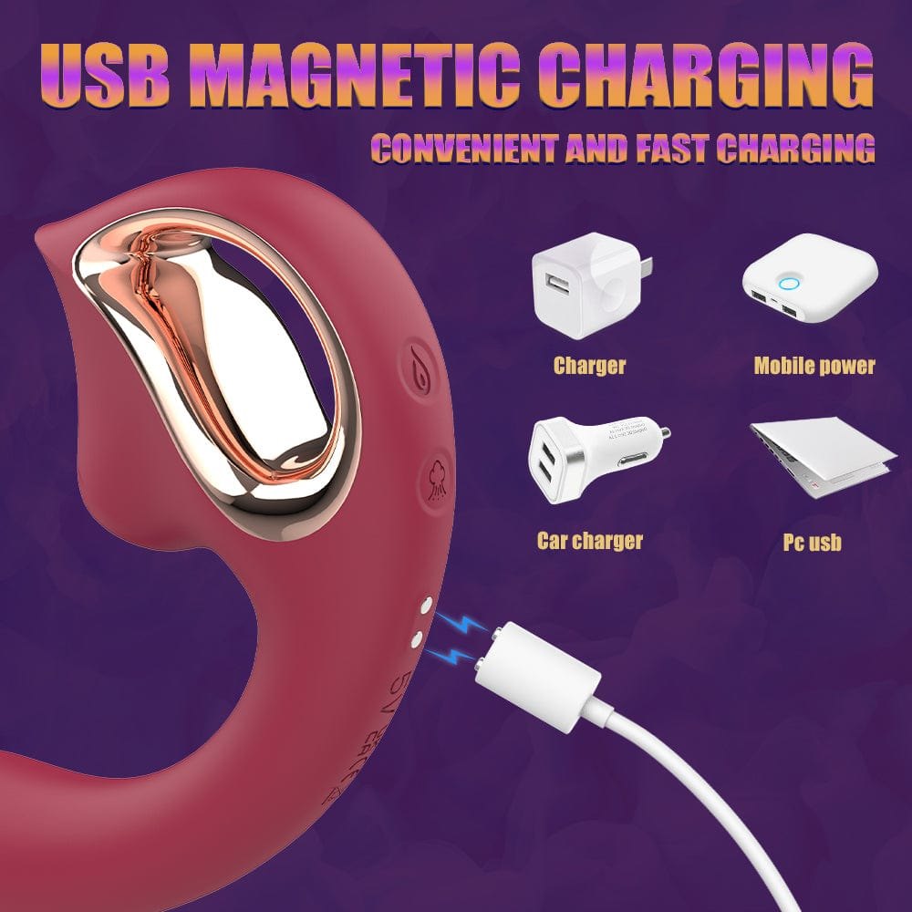 Wine Red G-Spot Suction Vibrator - Clitoral Suction Vibrator