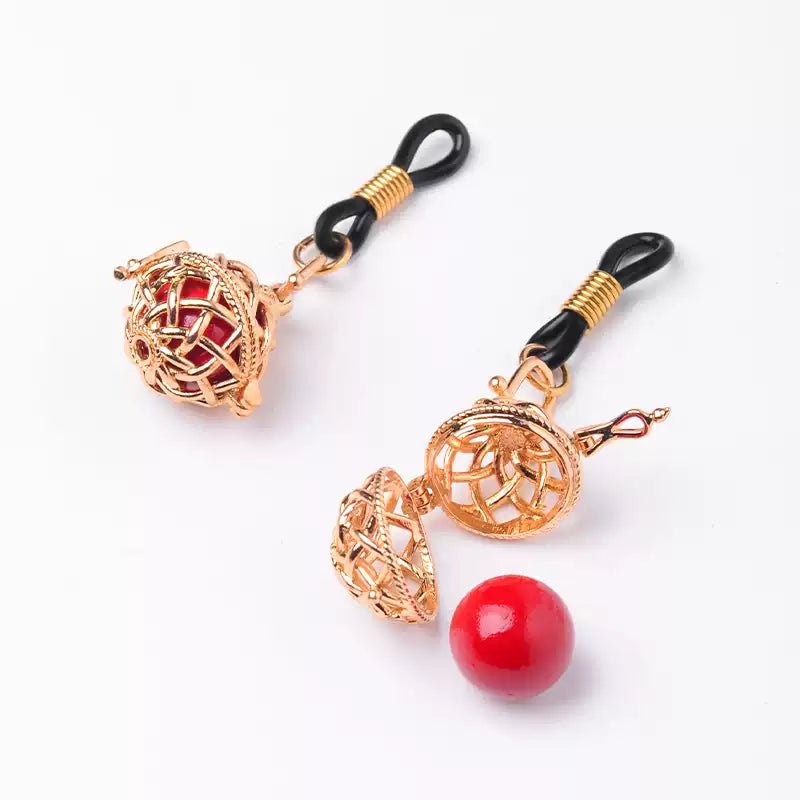 Woven Cage Tingle Nipple Clamps - Alloy Pull Pair