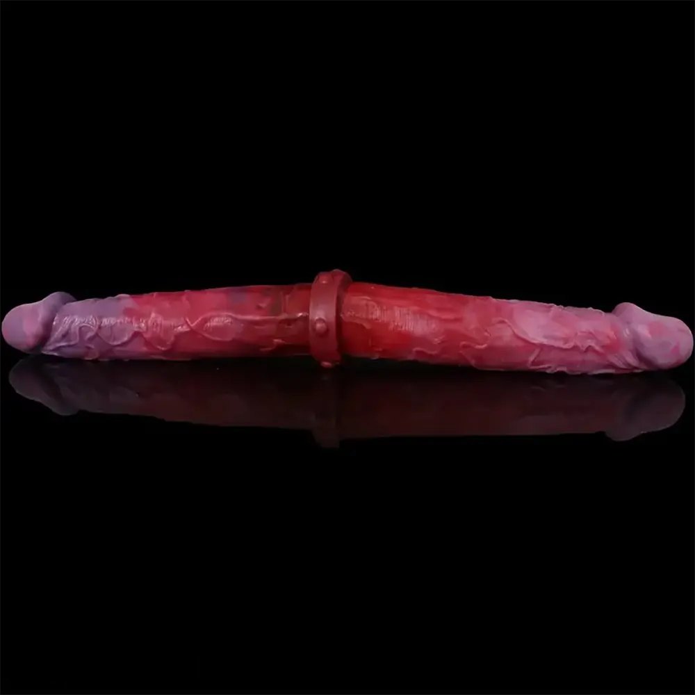 Wrinkled Double-Head Dildo 14.96 in - Large Silicone Double Dildo