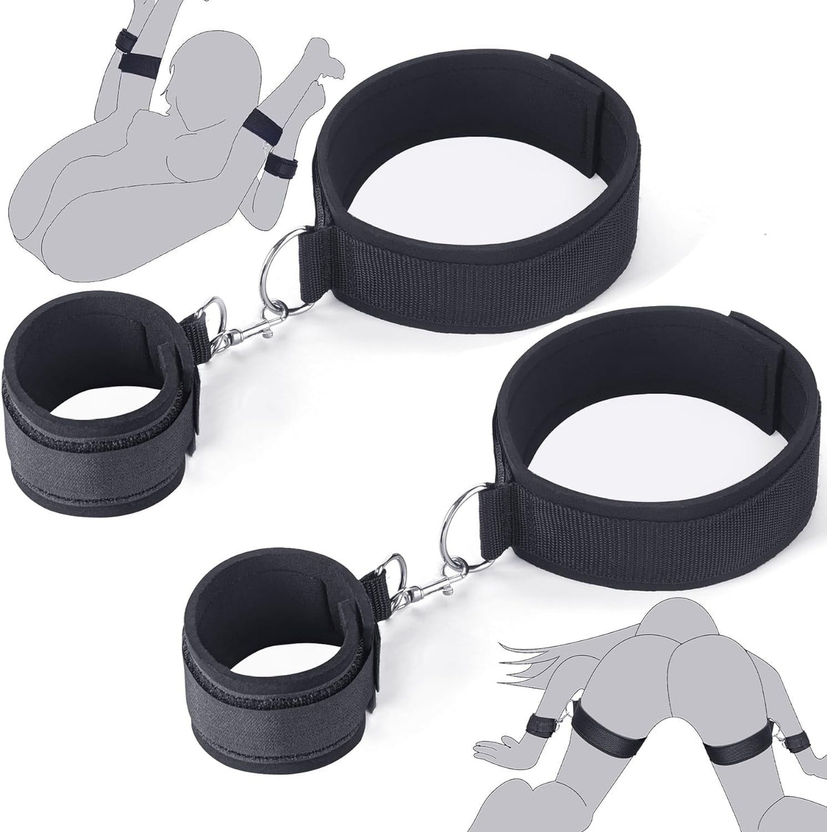 Wrist to Thigh Bondage Cuffs - adjustable sex restraints strap