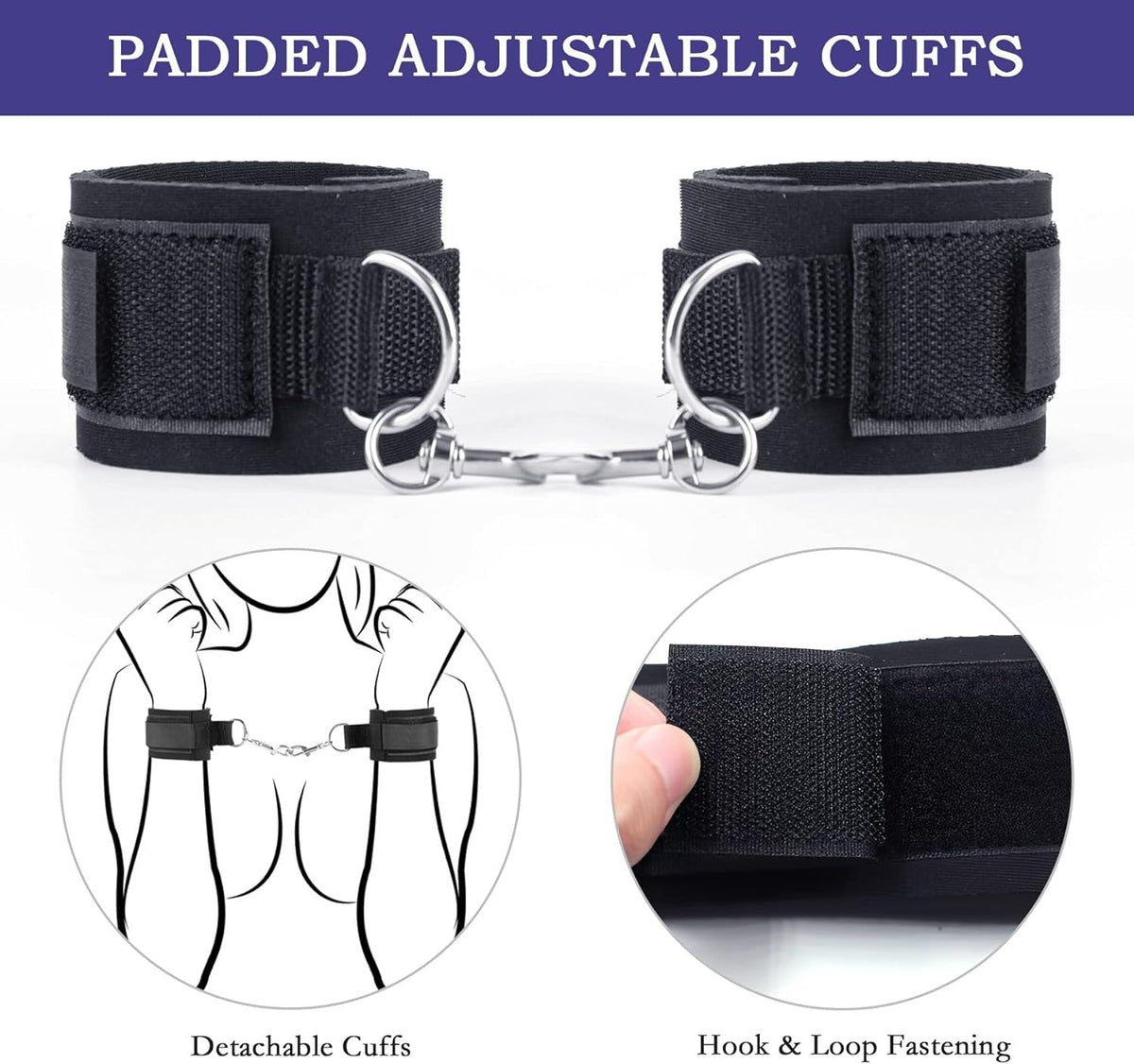Wrist to Thigh Bondage Cuffs - adjustable sex restraints strap