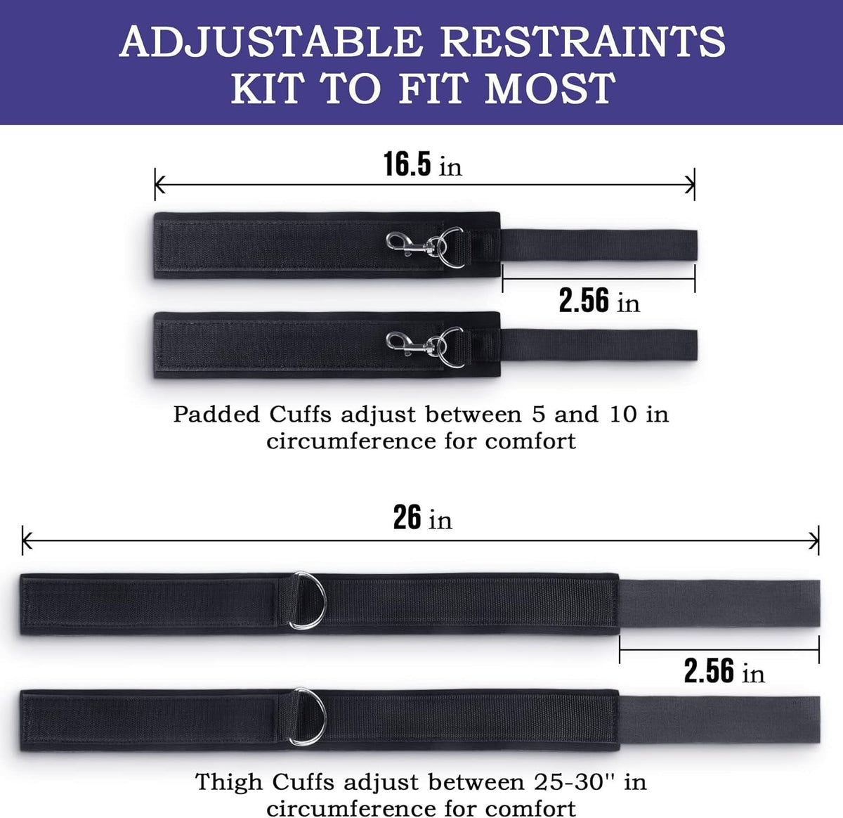 Wrist to Thigh Bondage Cuffs - adjustable sex restraints strap