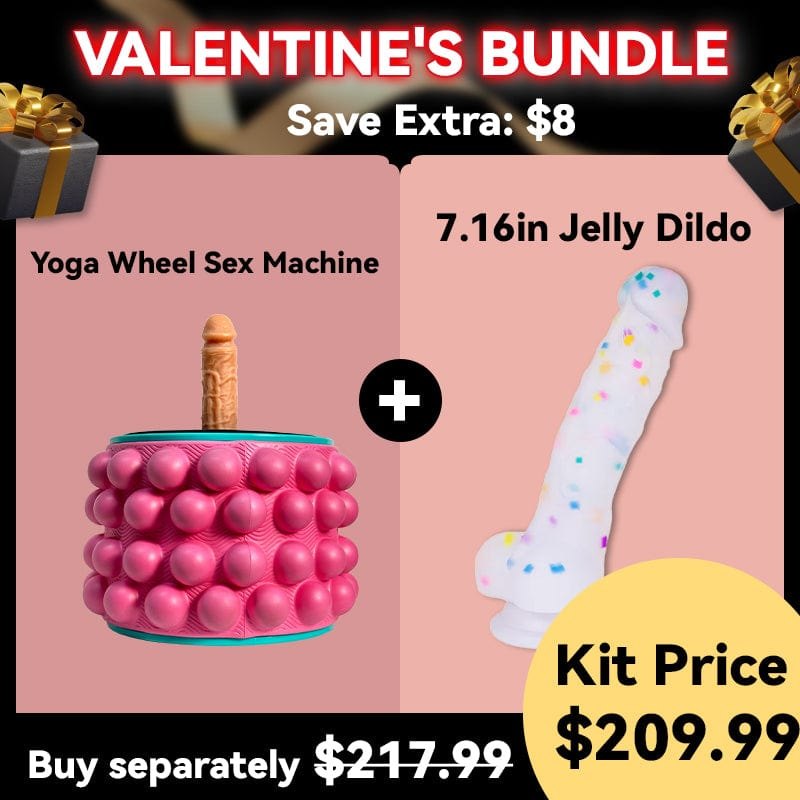 Yoga Wheel and Jelly Dildo Set - Couples Sex Machine Set